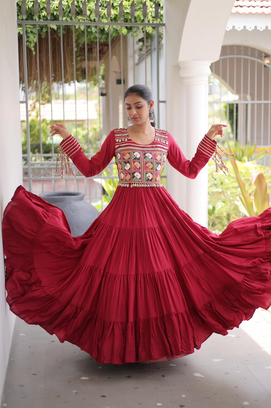 Navratri special gown with Mirror and Fancy Dori Latkan