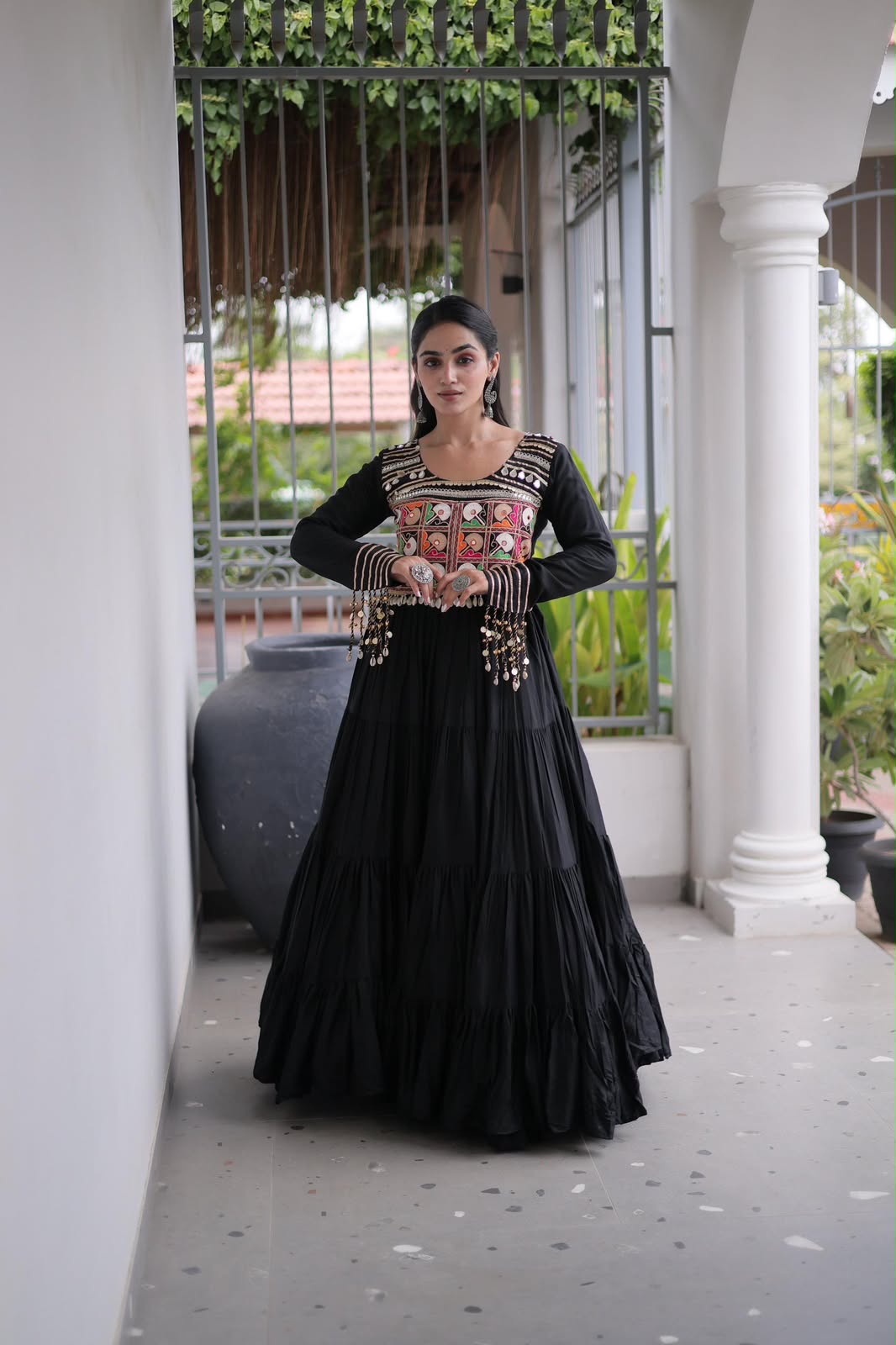 Navratri special gown with Mirror and Fancy Dori Latkan