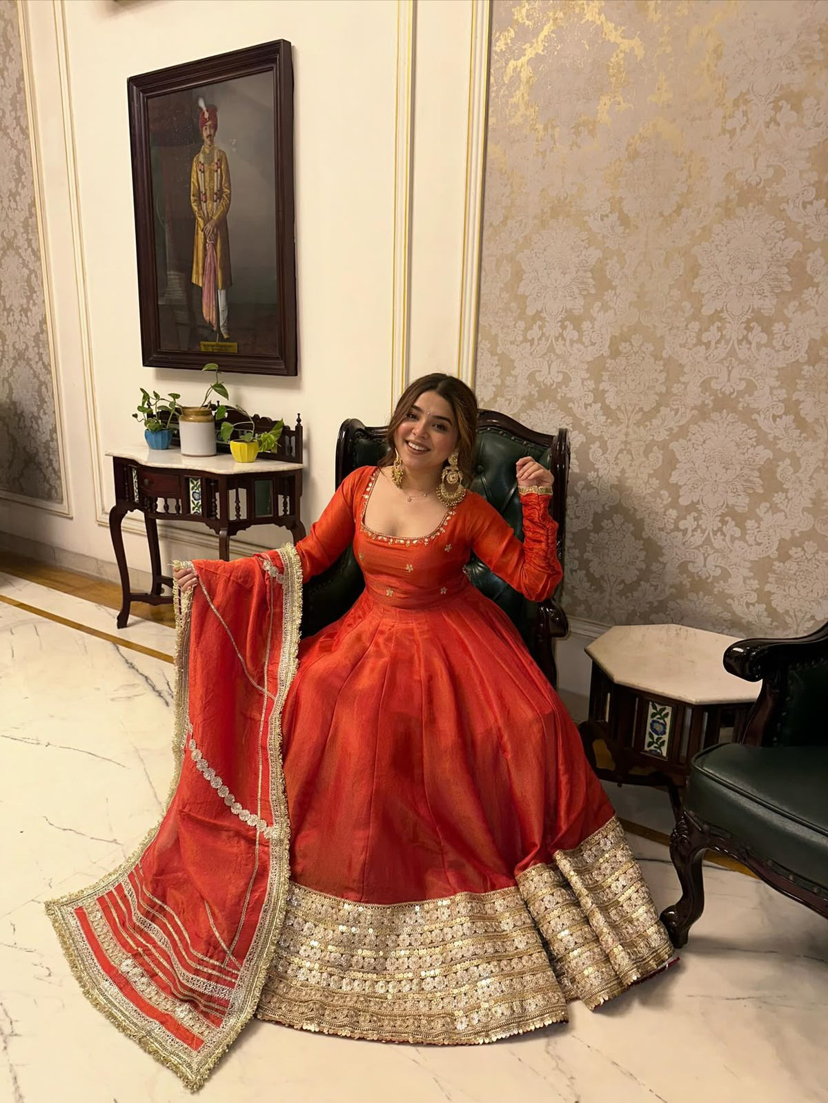 Chinon silk gown with Dupatta DN551
