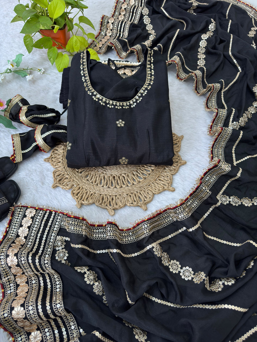 Chinon silk gown with Dupatta DN551