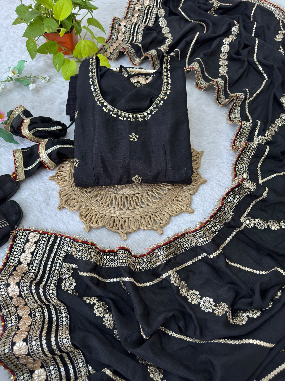 Chinon silk gown with Dupatta DN551