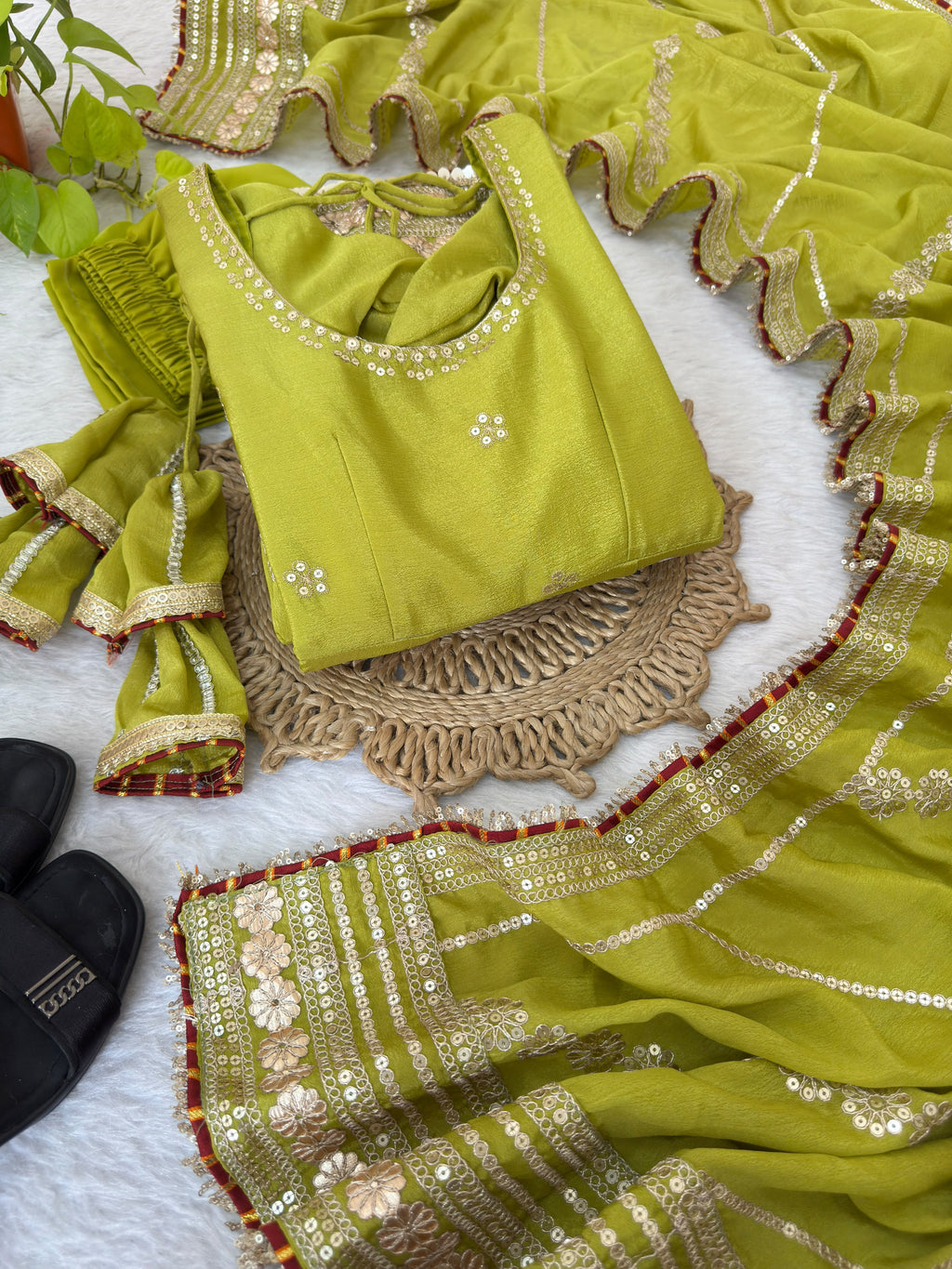 Chinon silk gown with Dupatta DN551