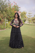 Bandhani Print with Kutchi Patchwork in Faux Georgette