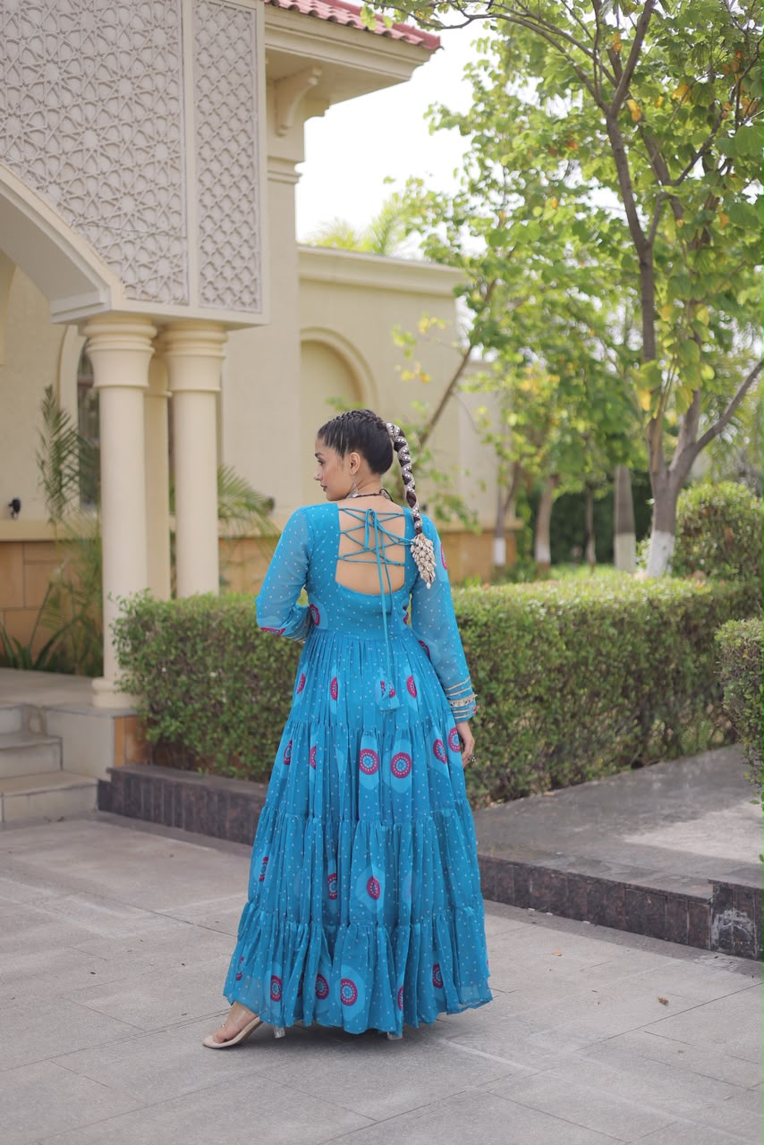Bandhani Print Kutch Patchwork Faux georgette