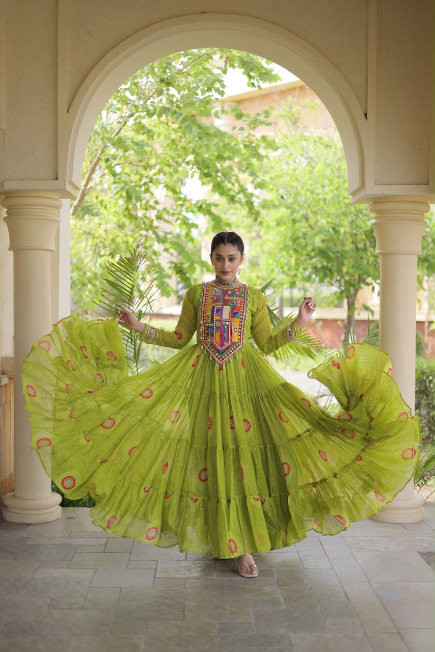 Bandhani Print Kutch Patchwork Faux georgette