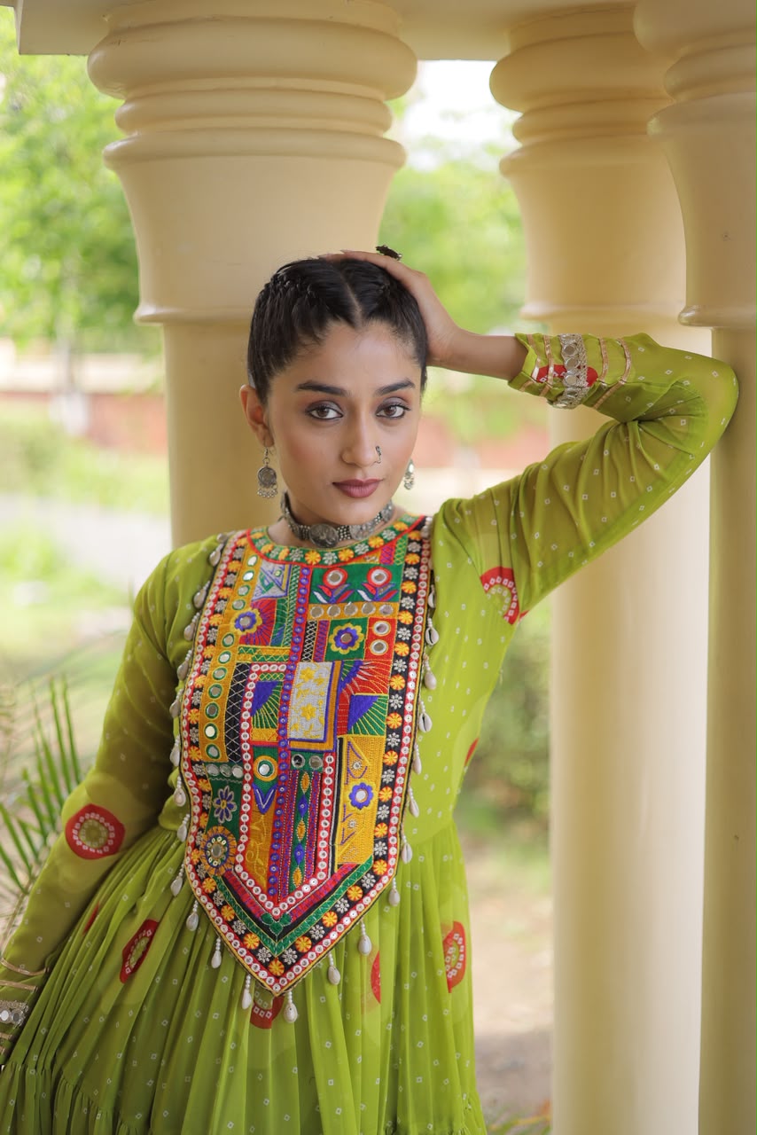 Bandhani Print Kutch Patchwork Faux georgette