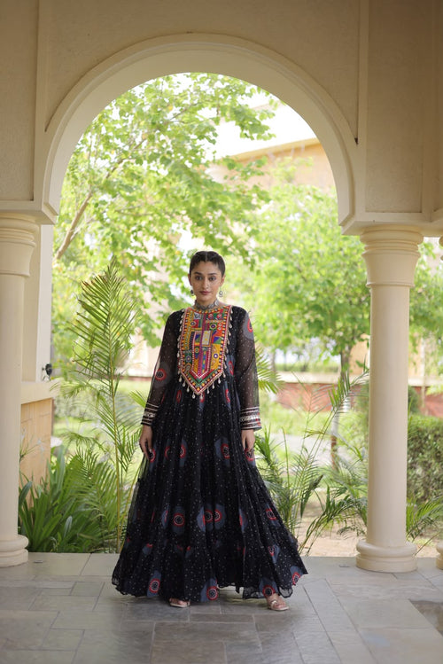 Bandhani Print Kutch Patchwork Faux georgette